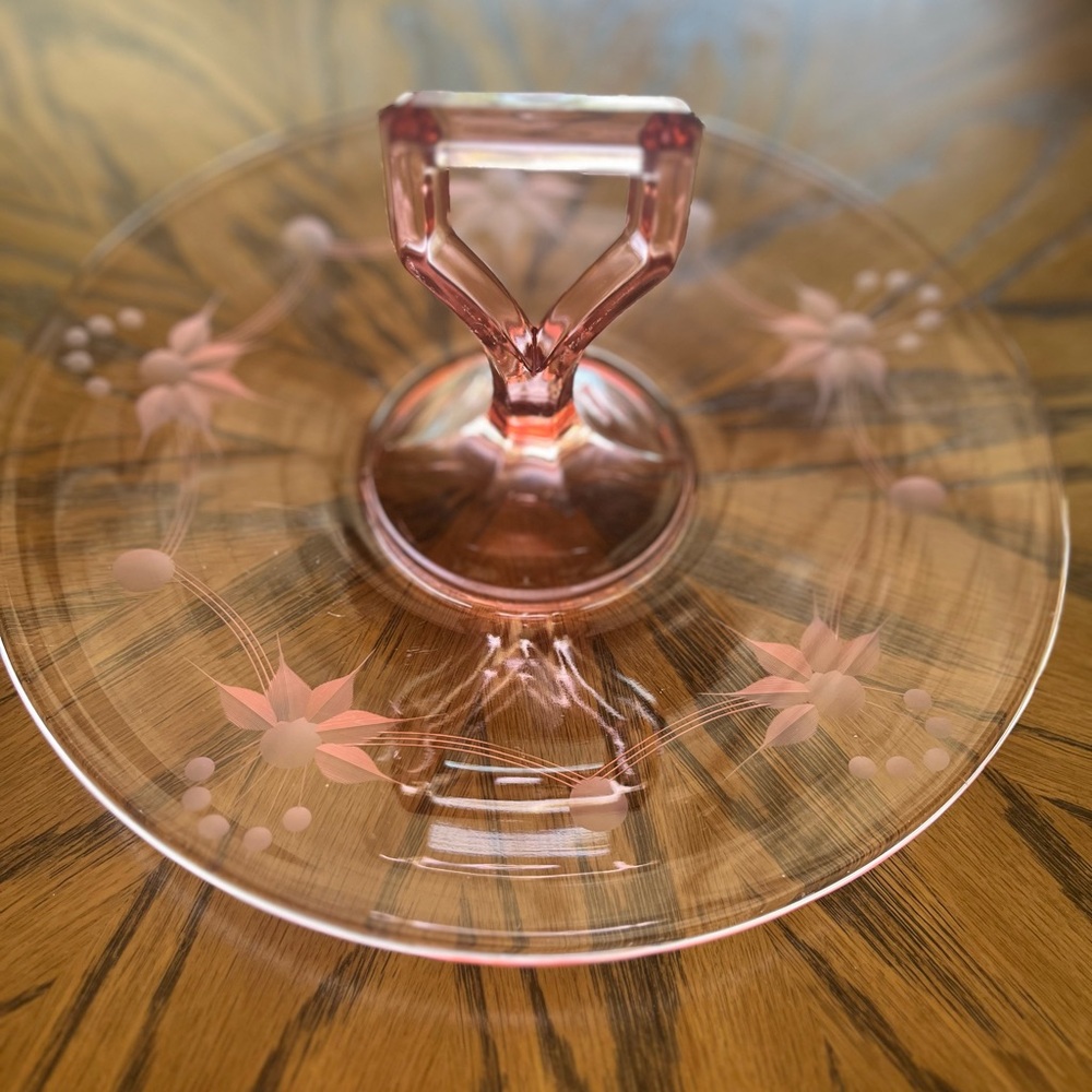 Vintage Pink Depression Glass Tidbit Tray